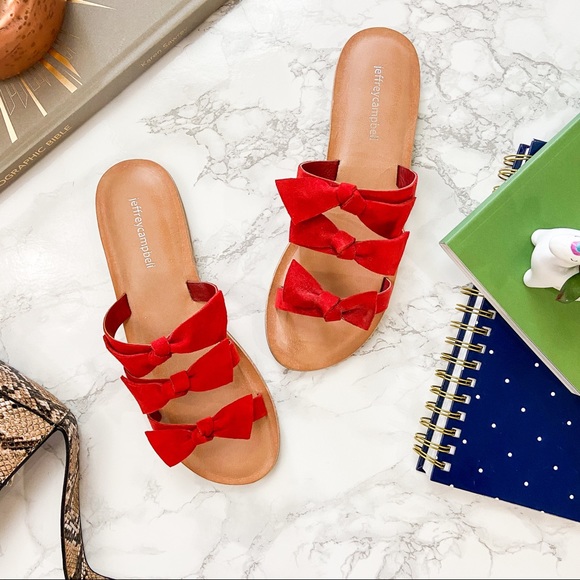 Jeffrey Campbell Shoes - Jeffrey Campbell Atone Bow Sandals in Red